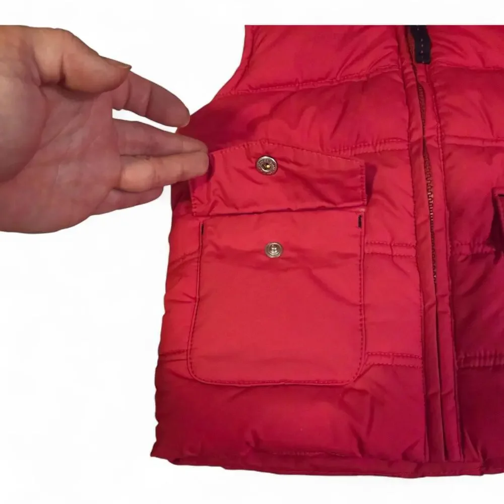 Baby Gap 2T Red Puffer Vest with Plaid Fleece Lining Zips and Real Pockets